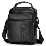 SPAHER Large Men Leather Shoulder Bag Handbag IPAD Business Messenger Backpack Crossbody Casual Tote Sling Travel Bag Document Bag with Top-handle and Adjustable Strap