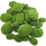 TIHOOD 40PCS 4 Size Artificial Moss Rocks Decorative, Green Moss Balls,Moss Stones, Green Moss Covered Stones, Fake Moss Decor for Floral Arrangements, Fairy Gardens and Crafting