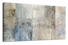 Large Abstract Canvas Wall Art for Living Room Wall Decor Brown Abstract Canvas Prints Artwork Blue Abstract Canvas Pictures for Bedroom Home Office Wall Decoration Ready to Hang 75 X 150 CM