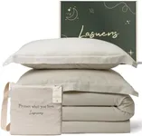 Lasuens King All Season Comforter and Natural Beige Linen Duvet Cover Bundle 4PC Set (Comforter + Cover + 2 Pillow Shams)