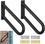 Wdwlbsm 2Pcs Handrail for 1-3 Steps,U Shaped Black Elderly Safety Grab Bar for Stairs Wall Mounted Hand Railing for Outdoor Garage Entry Interior or Exterior Stairway