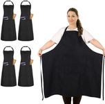 FunChaos 4 Pack Plus Size Aprons, Large Kitchen Apron with 2 Pockets, Adjustable Black Apron for Big Men and Women for Cooking, Baking, Cleaning, Gardening, BBQ