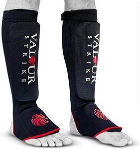 Valour Strike Shin Guards for Kickboxing Muay Thai MMA Karate Martial Arts Taekwondo or Kick Boxing | Sparring Sock Pads to Guard Leg Foot & Instep | Protective Equipment for Safe Support in Training