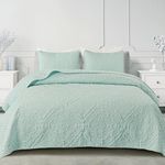 Exclusivo Mezcla Quilt Set Oversized King Size, Lightweight Vintage Quilts Bedspreads Coverlets with Pillow Shams, Soft Cal King Quilt Bedding Set for All Seasons, (112"x104", Aqua Blue)