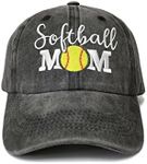 Shenbors Embroidered Baseball Hats for Women, Softball Mom (Washed Black), One Size