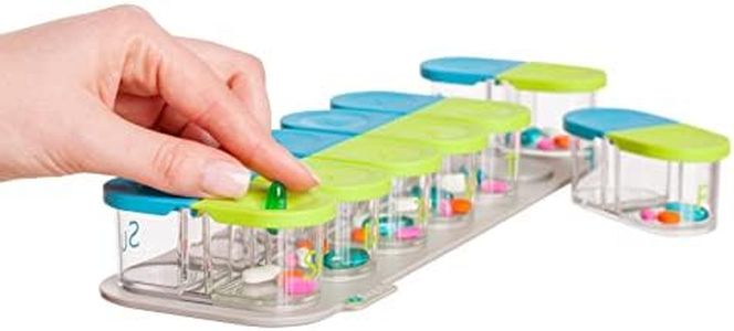 Sagely Smart Active Weekly Pill Organizer-Sleek AM/PM Twice a Day Pill Box with Free Smartphone Reminder App and 7 Day Travel Containers (Green/Blue)