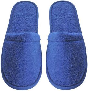 Arus Women's Turkish Terry Cotton Cloth Spa Slippers One Size Fits Most, Royal Blue, 6-9.5 Wide Women