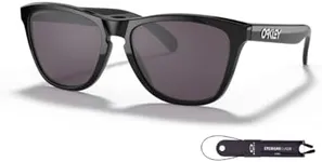 Oakley Frogskins (a) OO9245 924575 54MM Polished Black/Prizm Grey Square Sunglasses for Men for Women + BUNDLE Accessory Leash + Designer iWear Kit