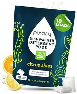 Puracy Natural Dishwasher Pods - Non Toxic Dishwasher Detergent - Natural Dishwasher Detergent - Dish Washer Pods - Dish Pods - Dish Washing Pod - Dishwashing Pods (Citrus Skies, 18 Count)