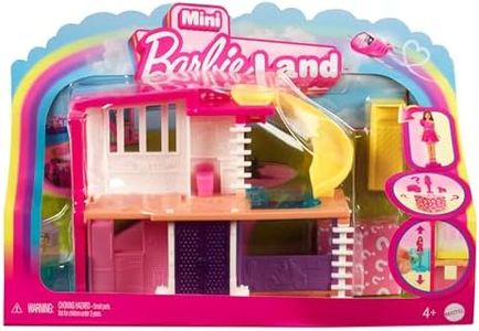 Barbie Mini BarbieLand Doll House Sets, Mini Dreamhouse with Surprise 1.5-inch Barbie Doll, Furniture & Accessories, Plus Elevator & Pool, 4Y+, HYF47