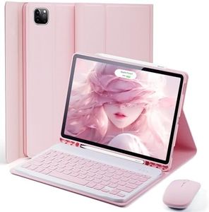 TUNKARMOR Keyboard Case for iPad Pro 13 (M5 2025) / iPad Pro 13 (M4 2024) 13 inch - with Mouse and Detachable Keyboard, Slim Case with Pen Holder - Pink