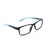 Intellilens | Zero Power Blue Cut Computer Glasses | Anti Glare, Lightweight & Blocks Harmful Rays | UV Protection Specs | For Men & Women | Black & Blue | Square | Medium