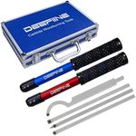 DEEFIINE Carbide Tipped Wood Lathe Turning Tools Set, Lathe Rougher Finisher Swan Neck Hollowing Tools and Interchangeable 19.5"Soft Grip Handle with Diamond Round Square Carbide Inserts(Red、Blue)