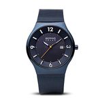 BERING Men Analog Solar Collection Watch with stainless steel Strap and Sapphire Crystal 14440-393, Blue, 40