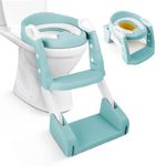 Kidoola 2-in-1 Toddler Potty Training Toilet Seat with Ladder, Portable Kids Toilet Seat with Splash Guard, Non Slip Toilet Potty Seat for Boys & Girls, Ideal for Potty Training Stages (Duck Egg)