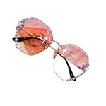 Nilioyul UV Protection Sunglass Vintage Rhinestone Glasses For Outdoor Activities Wide Application Metal Sun Glasses Sunglasses, pink