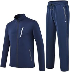 MoFiz Men's Tracksuits Sweatsuits for Men Athletic Set 2 Piece Track Suits Jogging Casual Warm Up Full Zip Running Sports, A02-navy