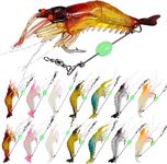 Sougayilang Saltwater Fishing Lures Shrimp Baits Set, 14Pcs Soft Luminous Shrimp Bait Shrimp Lures Fishing Bait with Sharp Hooks for Freshwater and Saltwater-14