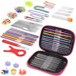 HASTHIP® 109Pcs Crochet Hooks Set, Crochet Hooks Set with Case, Coloured Ergonomic Crochet Hooks and Crochet Needle Accessories, Crochet Needles Kit for Beginners and Crochet Hook Lovers