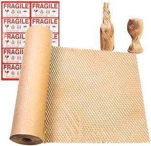 Packing Materials for Dishes and Glassware 15"x164' Great Alternative to Bubble Cushion Wrap for Packing 80GSM Eco Friendly Moving Supplies Recyclable Honeycomb Paper with Fragile Stickers