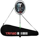 TANSO Arashi 2.0 Full Graphite Ultra Light Weight Carbon Fibre Strung Badminton Racket with Free Full Racquet Cover (77 Grams, 32 Lbs Tension, Strung with Premium Strings) (Green)