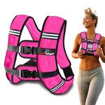 Amstaff Fitness Weighted Vest - Weight Vest for Running, Strength Training & Muscle Building, Features Reflective Stripe for Safe Outdoor Workouts (16lbs, Pink)