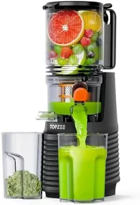 TOPZEE Cold Press Juicer - Slow Juicers Machines with 5.4" Wide Feed Chute Professional Masticating Juicing for Whole Vegetables & Fruits, Easy to Clean, Black