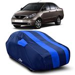 DREAM STORE - Water Resistant - dust Proof - car Body Cover for Tata Indigo car Cover - Water Resistant UV Proof - car Body Cover (Strips Royal Blue with Mirror Pockets)