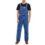HISEA Men's Denim Bib Overalls, Men's Overalls Workwear with Adjustable Straps and Convenient Tool Pockets, Stone Washed Blue, 36W x 30L
