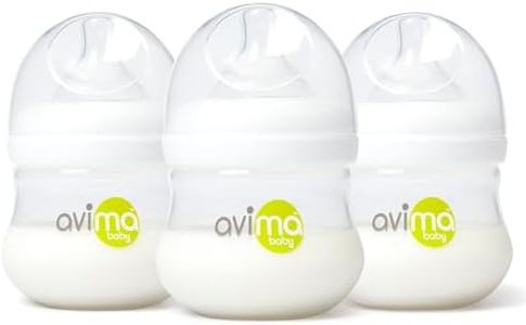 Avima Baby 4 oz Anti Colic Baby Bottles for Breastfed Babies - Slow Flow Nipples, Wide Neck Bottle, BPA Free - Newborn 0-3 Months, Stage 1 (Set of 3)