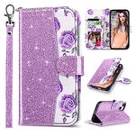 ULAK Compatible with iPhone 14 Plus Wallet Case with Card Holder, Flip iPhone 14 Plus Case for Women Girls PU Leather Kickstand Wrist Strap Shockproof Phone Case for iPhone 14 Plus 6.7'', Lavender