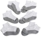 Jefferies Socks Big Boys' Seamless-Toe Quarter Athletic Socks (Pack of 6), White/Grey, Medium