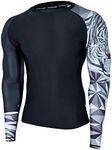 HUGE SPORTS Wildling Series UV Protection Quick Dry Compression Rash Guard(Tiger,M)