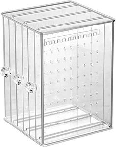 Sooyee Clear Acrylic Jewelry Storage Box,3 Vertical Drawer Earrings Display Stand Holder, Transparent 216 Holes 33 Grooves Screen Hanger Organizer for Stud Earring and Necklace,Dustproof