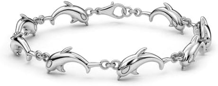 Shop LC Dolphin Link Charm Bracelets for Women 925 Sterling Silver Ocean Jewelry Beach Gifts Size 7.25"