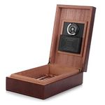 MEGACRA Cedar Cigar Humidor, Leather Surface Handmade Real Solid Spanish Cedar Wood Lined Cigar Desktop Box with Hygrometer and Humidifier Portable Travel Cigar Humidor Holds 20-30 Cigars