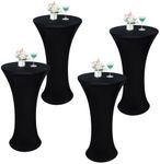 Wolkemer 4PCS 24x43 Inch Black Round Cocktail Tablecloth Fitted Highboy Stretch Cocktail Table Cover for Banquet Bar Party Pub Wedding Indoor Outdoor