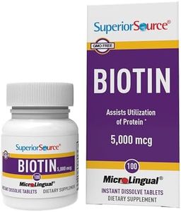 Superior Source Biotin 5000 mcg. Under The Tongue Quick Dissolve MicroLingual Tablets, 100 Count, Supports Healthy Hair, Skin, and Nail Growth, Helps Support Energy Metabolism, Non-GMO
