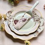 Vigneto | Rose Garden Snack Set (1 Serving Plate, 6 Quarter Plates, 1 Server) | Finest Premium Porcelain | Luxury Floral Tableware