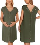 Ekouaer Women's Delivery/Labor/Maternity/Nursing Nightgown V Neck Pregnancy Gown for Hospital Breastfeeding Dress Army Green XXL