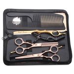 Purple Dragon Rose Gold Hairdressing Scissors Set 5.5 Inch Hair Cutting & Thinning Scissors Kit for Men Women Kids Home Salon Barber