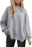 EFAN Women's Oversized Sweaters 2024 Fall Trendy Crewneck Batwing Sleeve Chunky Knit Long Pullover Cute Tunic Tops Dress Winter Clothes Cashmere Fashion Outfits Ladies Clothing Grey XL