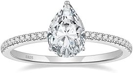 EAMTI 2CT 925 Sterling Silver Engagement Rings Pear Cut Cubic Zirconia CZ Wedding Promise Rings for Her Stunning Teardrop Wedding Bands for Women Size 7