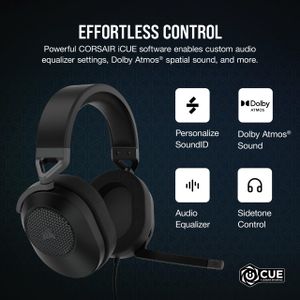 CORSAIR HS65 Surround Gaming Headset – PC, PS5, PS4 Compatible
