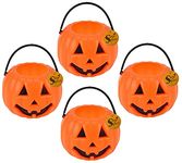 Sage Square Small Size Kids Pumpkin Candy Basket for Funtion, Dress Up, Halloween, Cosplay, Party, School Funtion, Theme Party, Competition, Stage Show, Party (4 Piece)