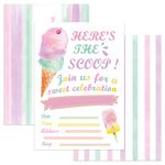 WERNNSAI Glitter Ice Cream Party Invitations with Envelopes - 20 Count Pink Sweet Popsicle Fill in Invite Cards for Girls Birthday Baby Shower Wedding Summer Pool Beach Party Supplies