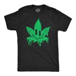 Mens Dripping Pot Leaf Smile T Shirt Funny 420 Weed Smoking Lovers Smiling Face Joke Tee for Guys Mens Funny T Shirts 420 T Shirt for Men Novelty Tees for Black - M