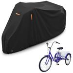 AKEfit Adult Tricycle Cover Electric Tricycle Covers, Bike Covers Outdoor Storage Waterproof, Dustproof Bicycle Cover, Windproof Recumbent Trike Cover Black