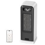 FLANUR Space Heater for Indoor Use, 1500W Portable Electric Heater with Thermostat, WiFi and APP Control, Overheat & Tip-Over Protection, 12H Timer, 4 Modes, 36dB Heater for Office Bedroom Home, White