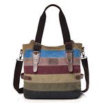 CHEREEKI Women's Handbag, Multi-Color Canvas Bag, Large Casual Tote Hobo and Shoulder Bag for Shopping and Travel